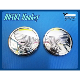 HONDA MONKEY CIRCLE "PLASTIC" "SILVER" EMBLEM STICKER  // โลโก้ทรงกลม ฮอนด้าวิง สีบรอนซ์เงิน พร้อมกาวติด สินค้าคุณภาพดี