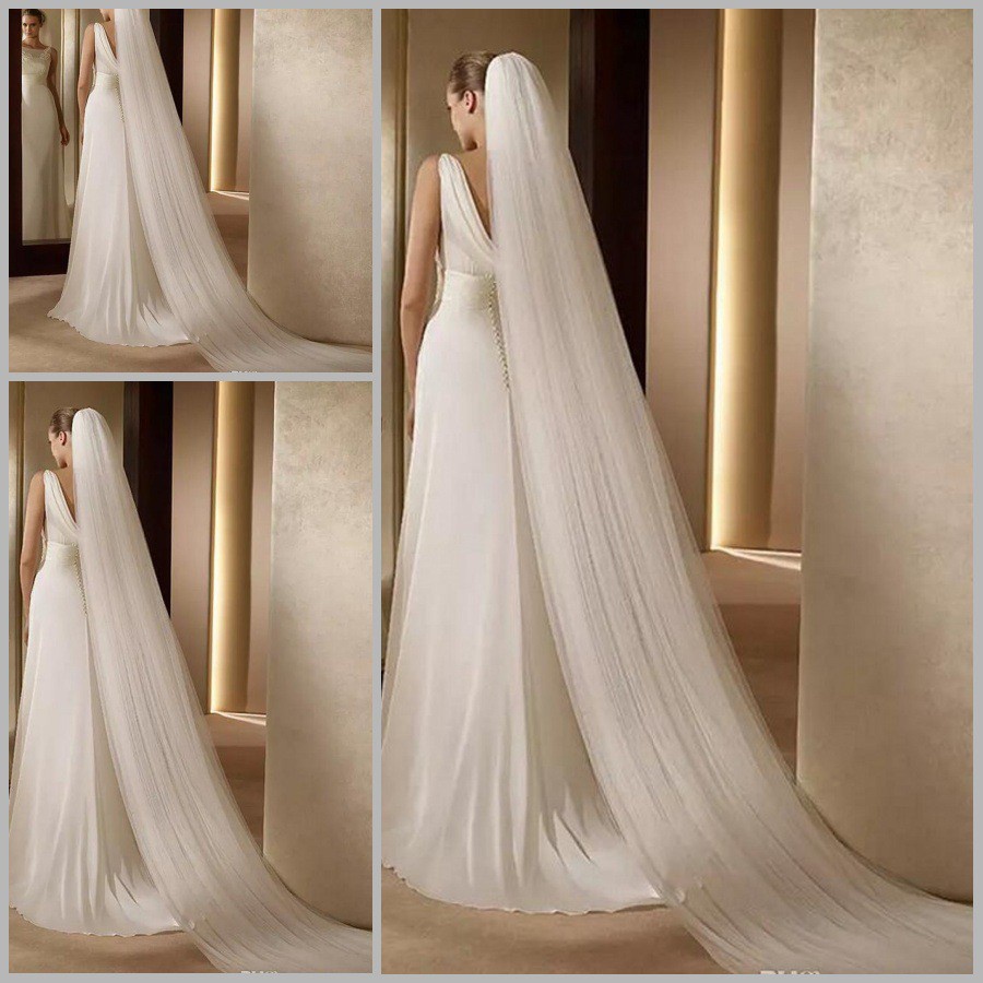 Hot Sale Elegant Wedding Accessories 3 Meters 2 Layer Wedding Veil White Ivory Simle Bridal Veil Wit