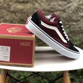 Rrs - OLD SKOOL MAROON BLACK / OLDSCHOOL รองเท้า VANS สีแดง สีดํา