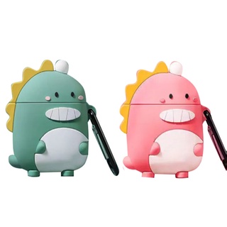Couple Casing For airpod case เคสคู่รัก tpu นิ่ม ลายไดโนเสาร์น่ารัก สีเขียว สีชมพู สําหรับ Airpod Pro 2 3