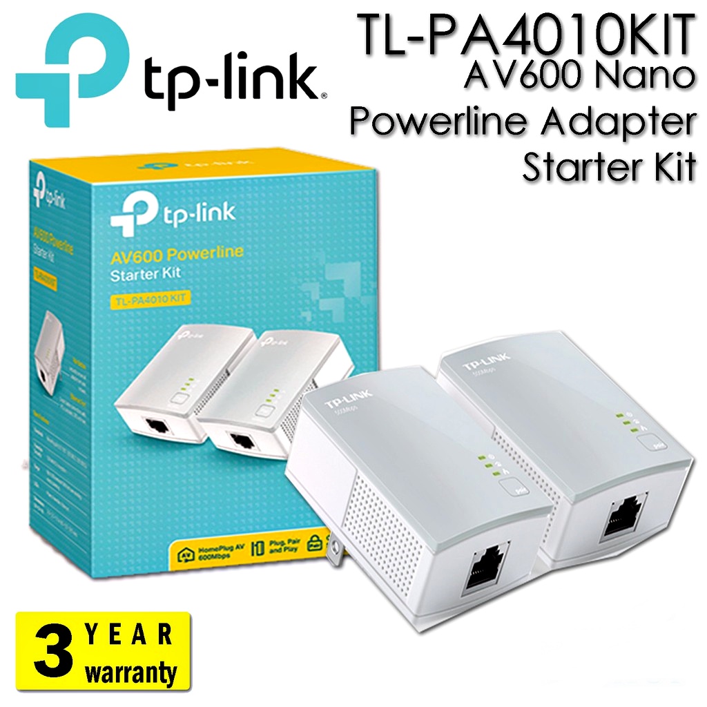 POWER LINE (เพาเวอร์ไลน์) TP-LINK (TL-PA4010 KIT) AV600 Nano Powerline Adapter Starter Kit