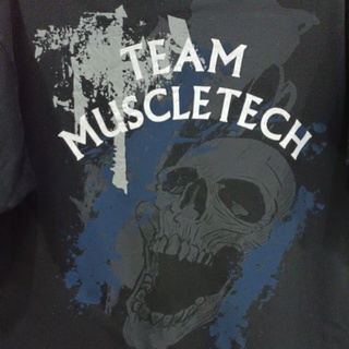 เสื้อยืดมือสอง Usa ลายมัน TEAM MUSCLETECH ทีมนักกีฬาเพาะกาย Size L-XL อก23/ยาว29