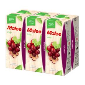 ส่งฟรี  มาลี น้ำองุ่น100% ขนาด 200ml ยกแพ็ค 6กล่อง น้ำองุ่นแดง MALEE RED GRAPE JUICE     ฟรีปลายทาง