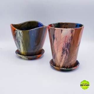 กระถางต้นไม้เพ้นท์สี (Art Plant Pots) - Bright Nights (series 1/2) - Handmade by Belgian Artist Paul De Blieck