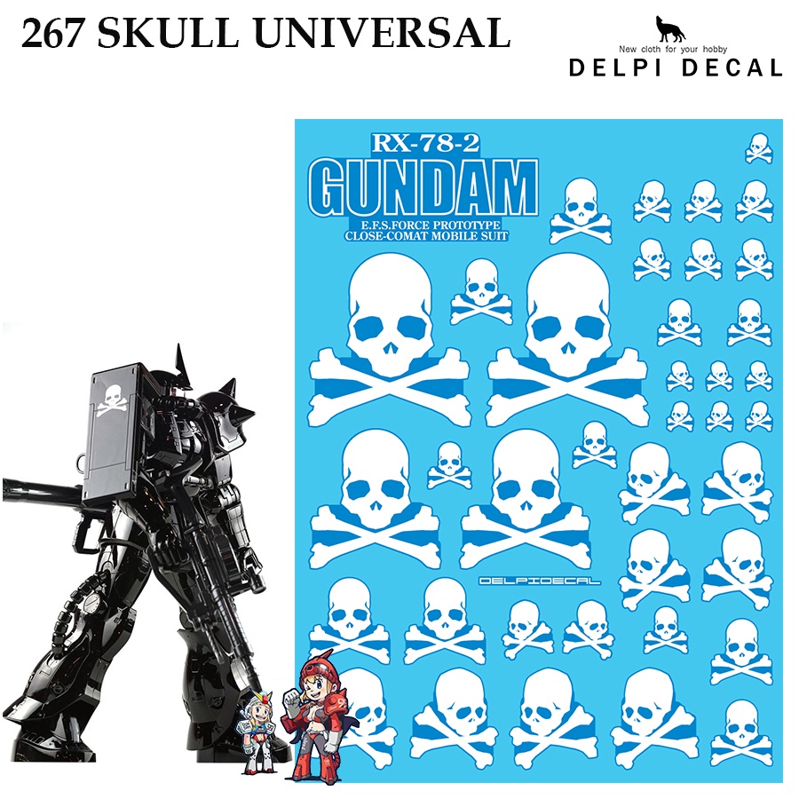 ดีคอลน้ำ [DELPI] 267 SKULL UNIVERSAL (NORMAL) HG RG MG PG 1/144 1/100 1/48 1/60 WATER DECAL