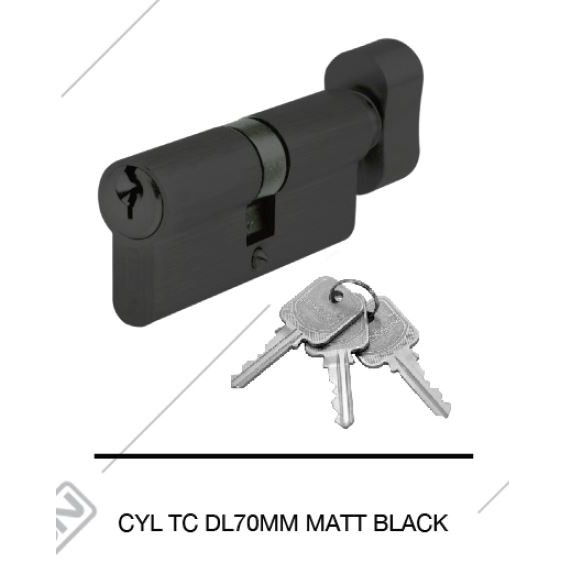 CYLINDER DEKKSON CYL TC DL70MM MATT BLACK Knob lock CYLINDER 7 cm