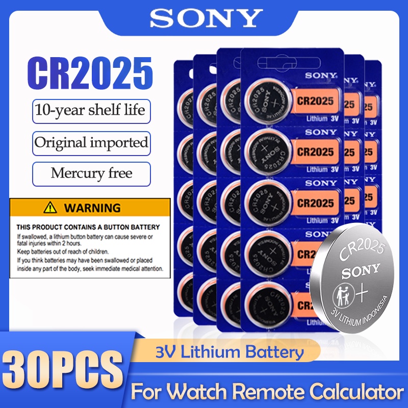 30PCS Sony CR2025 CR 2025 DL2025 BR2025 KCR2025 3V Lithium Battery For Watch Toy Remote Control Mete