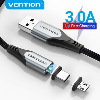 Vention 3A Fast Charging Magnetic Reversible Cable Micro USB Type C 2 in 1 Cable High Speed 480Mbps for Smartphone CQM