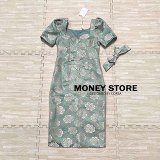 เดรสผ้าไหมพร้อม โบว์ผูกผมงานป้าย Money store