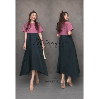 2Tone 2Part Maxidress สีม่วงตัดกรมท่า