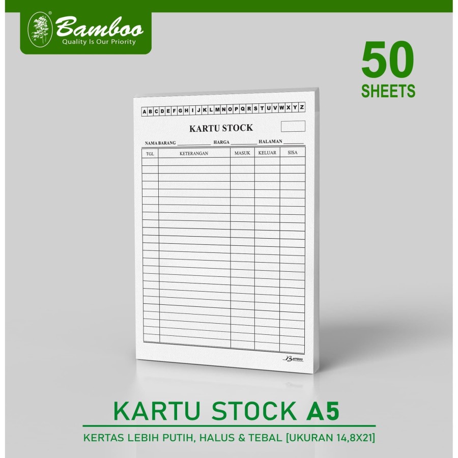 Bundle Bamboo Stock Card / Stock Card A5 ขนาด [100 แผ่น]