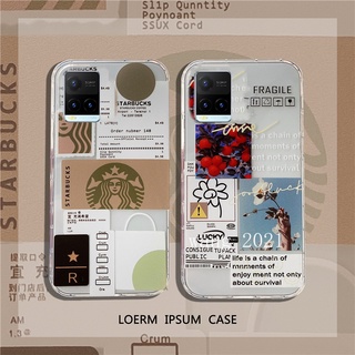 Silicone Casing Vivo Y33s Y21 Y21s X70 Pro V21 5G เคส Phone Case Fashion Labels IllustrationTransparent Ultra Light Soft Back Cover Vivo X70 เคสโทรศัพท