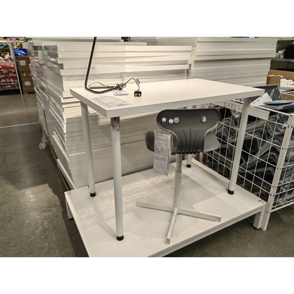 IKEA พร้อมส่ง โต๊ะอิเกีย LINNMON ลินมูน / พร้อมขาADILS อดิลส์//ท๊อปขาว 100x60ซม.