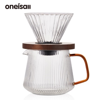 Oneisall หม้อกรองกาแฟ V60 ทนความร้อน 500 มล. 350 มล. สําหรับครัวเรือน ออฟฟิศ