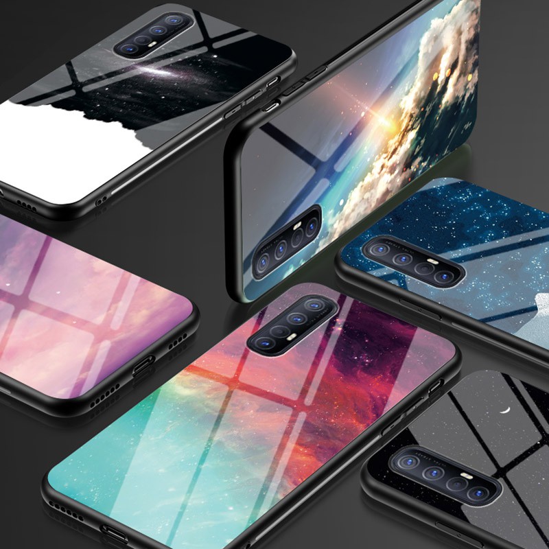 Oppo Reno 3 4 Pro 4g 5g Case Hard Tempered Glass Back Phone Cover Oppo Reno3 Pro Reno4 Casing