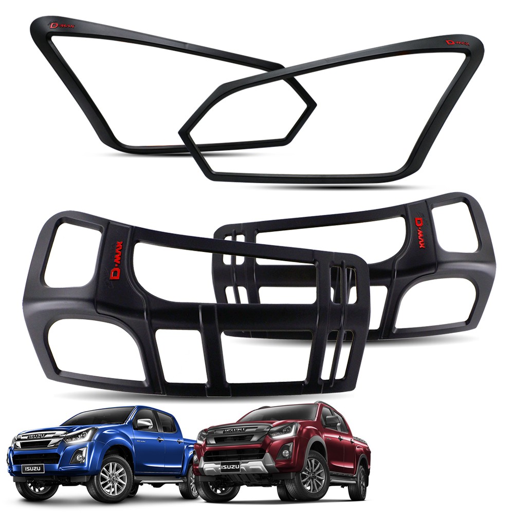 ชุด ครอบไฟหน้า + ครอบไฟท้าย ดำด้าน โลโก้แดง รุ่น 2/4 ประตู สำหรับ อีซูซุ ดีแม็ก Isuzu D-Max 1.9 Face