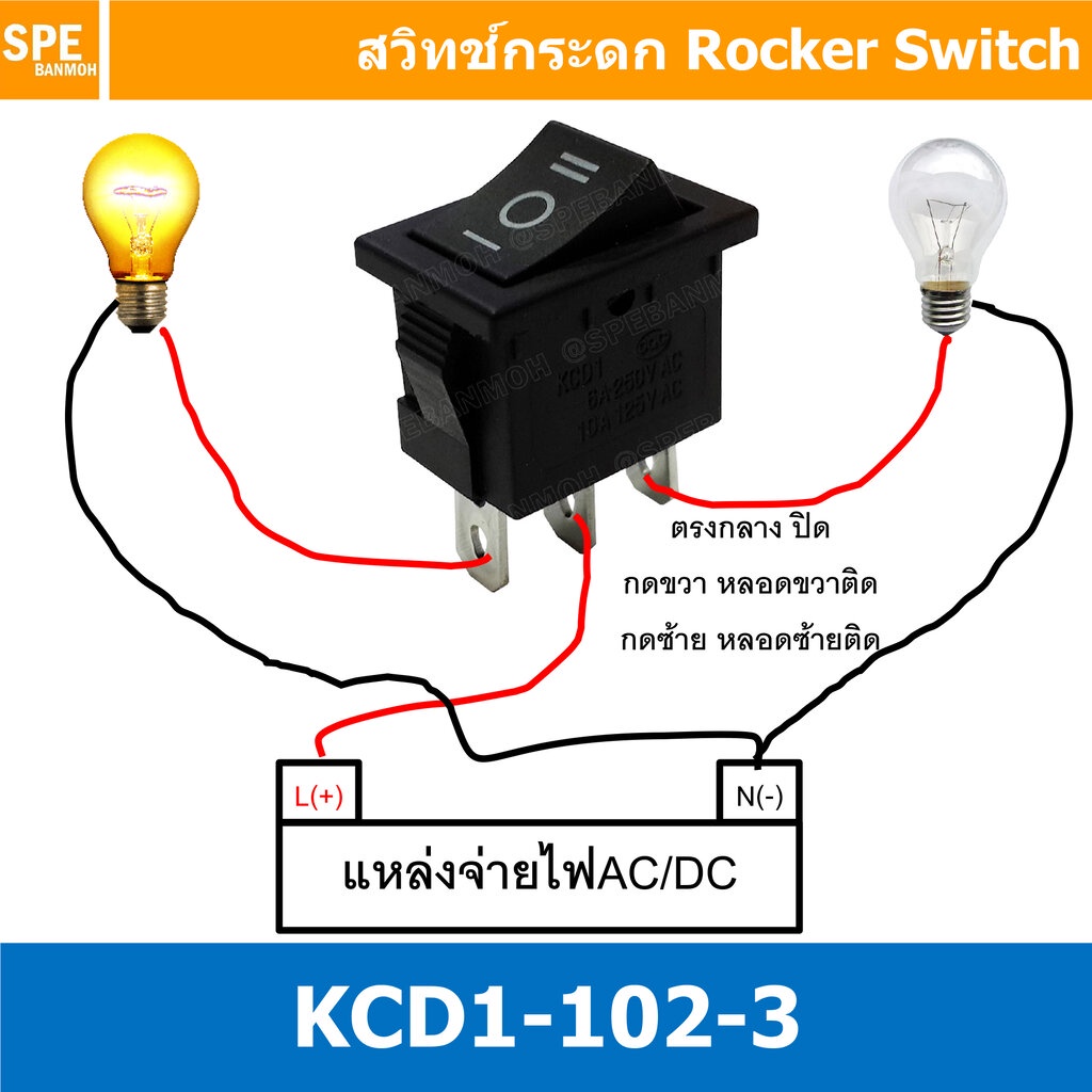 5ชิ้น KCD1-103-2 3ขา ON-OFF-ON สวิทช์กระดก เล็ก สวิทช์ รูปที่ 3