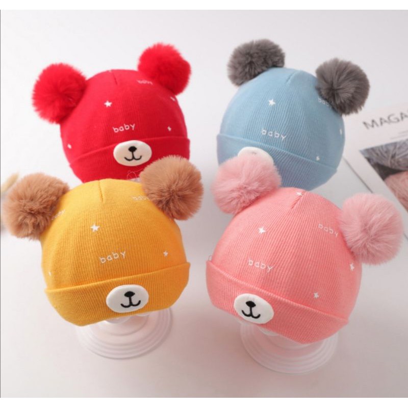 AM หมวกไหมพรมเด็ก Puffy lovely hat