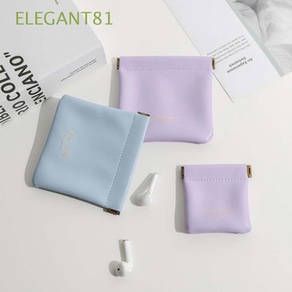 Elegant81 กระเป๋าใส่หูฟังกระเป๋าเครื่องสําอางกระเป๋าหนัง Pu แบบพกพาหลากสี