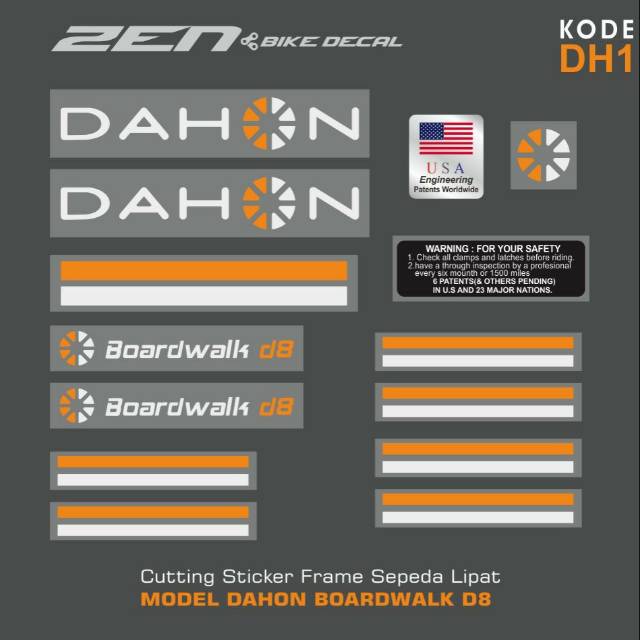 DAHON BOARDWALK D8 FOLDING BIKE FRAME STICKER