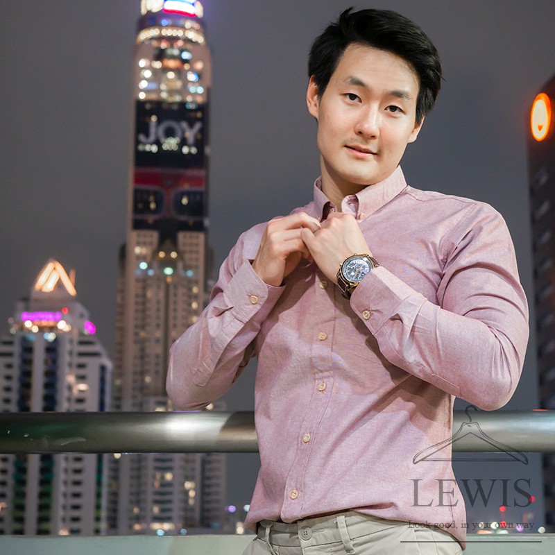 เสื้อเชิ้ตคอปก แขนยาว สีแดงตุ่น ใส่ทำงาน ใส่เที่ยว สินค้าคุณภาพ
