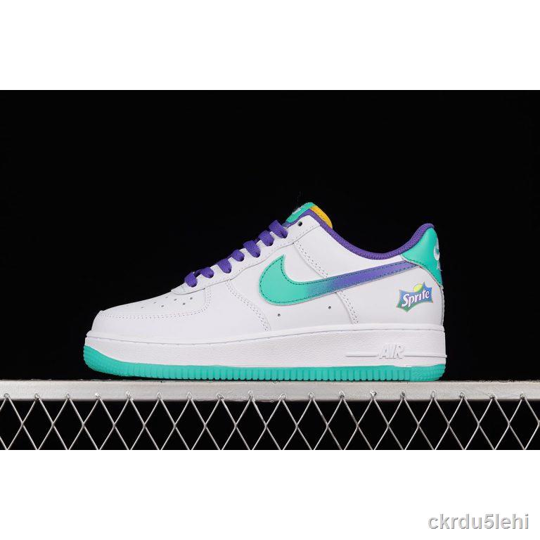 Custom NIKE Air Force 1 low Sprite รองเท้าผ้าใบกีฬาสีม่วงสีเขียว