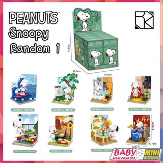 Snoopy Blind Box สุ่ม * 1ปริศนาการก่อสร้างตึกตุ๊กตาเล่นน้ำเครื่องประดับตั้งโต๊ะอะนิเมะเด็กชายและเด็กหญิงของขวัญของเล่น