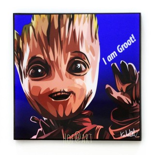 Baby Groot Guardians Of The Galaxy รูปภาพ​ติด​ผนัง ​pop​ art การ์ตูน Marvel กรอบรูป แต่งบ้าน ของขวัญ โปสเตอร์