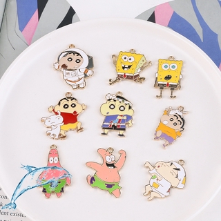 จี้กระดุม รูปการ์ตูน SpongeBob SquarePants Pie Daxing Crayon Shin-Chan แฮนด์เมด Diy สําหรับทําเครื่องประดับ สร้อยข้อมือ สร้อยข้อเท้า ต่างหู