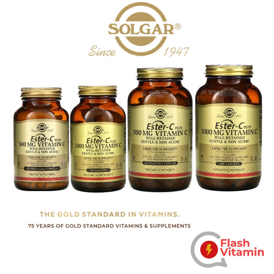 &lt;พร้อมส่ง&gt; ขวดเล็ก / ใหญ่ Solgar, Ester-C Plus, Vitamin C, 500 mg / 1,000 mg - เอสเตอร์ วิตามินซี เสริมภูมิต้านทาน