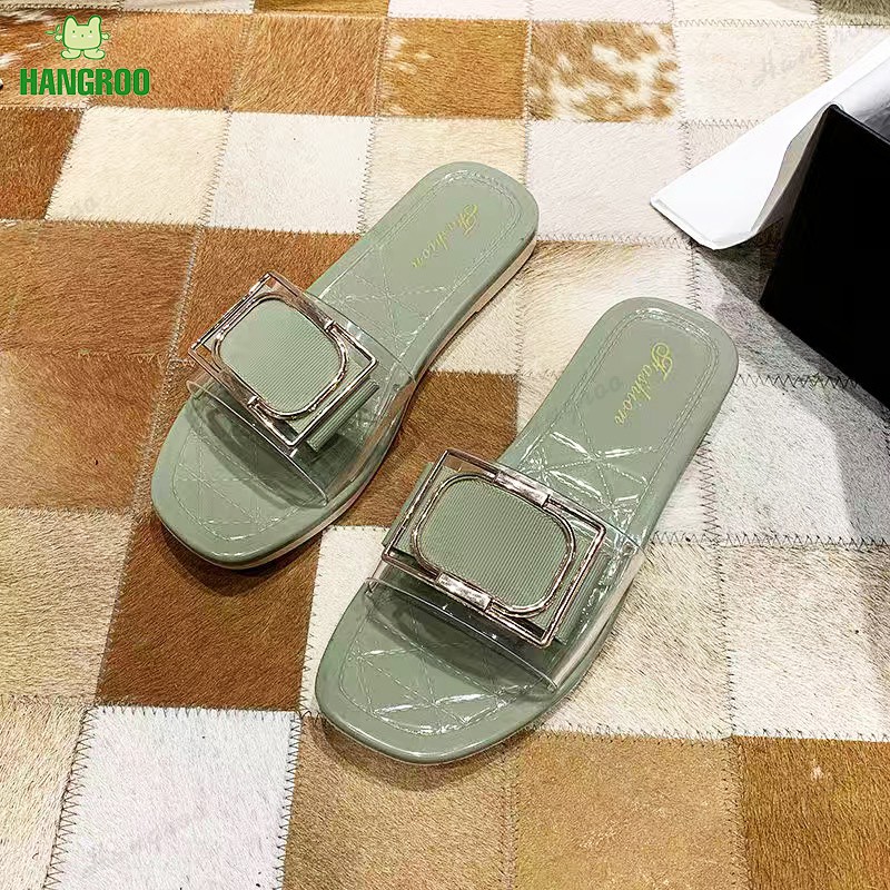 HANGROO A1176-2 SHOES รองเท้าแตะ แบบสวม ส้นแบน สไตล์เรียบหรู