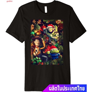 gothic เสื้อยืดลำลอง Disney Pixar Toy Story Christmas Tree Ornaments Premium T-Shirt Mens Womens T-shirts เวลาว่าง