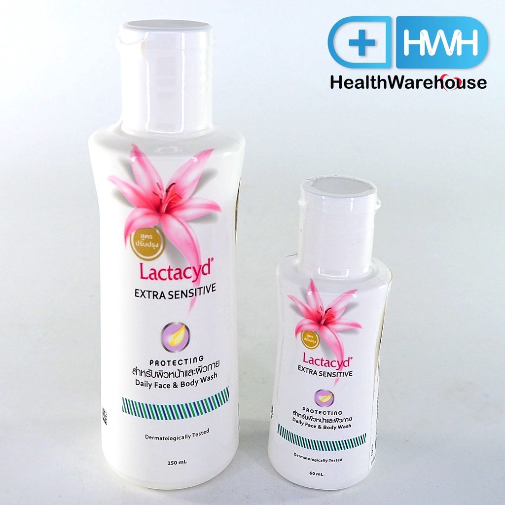 Lactacyd Extra Sensitive 60 / 150 mL แลคตาซิด ผลิตภัณฑ์ทำความสะอาด จุดซ่อนเร้น สูตร เอ็กซ์ตร้าเซนซิท