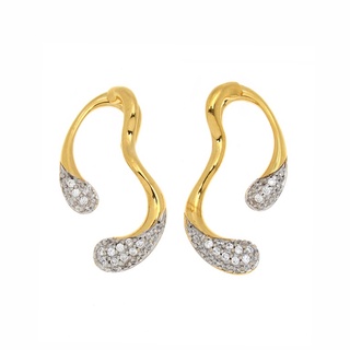 Aevari Double Golden Honey Earrings Sterling Silver 925 Gold &amp; Rhodium Plated