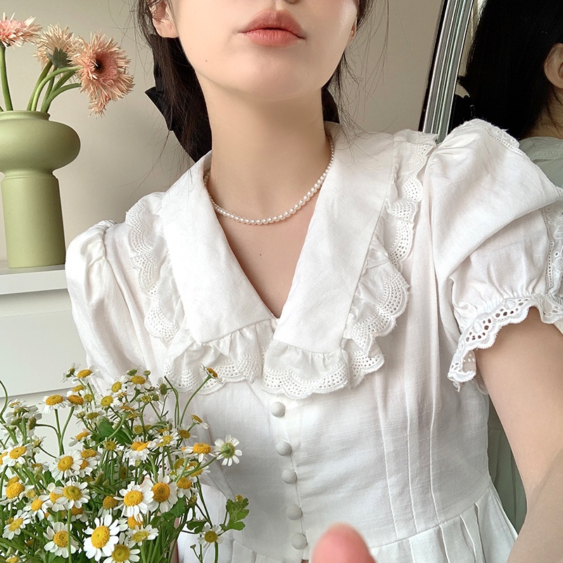 สร้อยคอมุก วินเทจ สําหรับผู้หญิง Ins ที่เรียบง่าย สง่างาม แฟชั่น สั้น สร้อยคอมุก ฤดูร้อน สร้อยคอใหม่