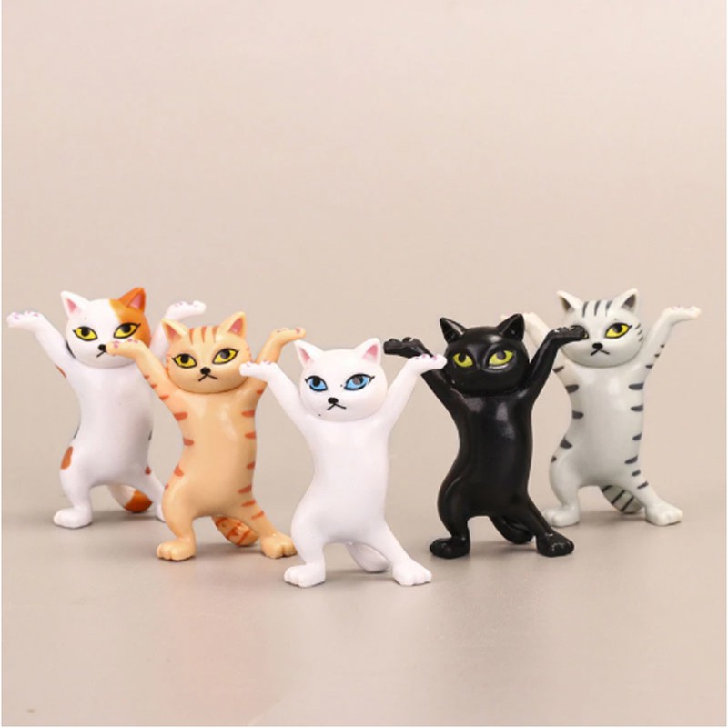 5 ชิ้น ตุ๊กตาการ์ตูนแมวเต้นรําน่ารัก สร้างสรรค์ ของขวัญตกแต่งโต๊ะ