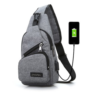 กระเป๋า คาดอก ผู้ชาย Travel Shoulder Unisex models USB