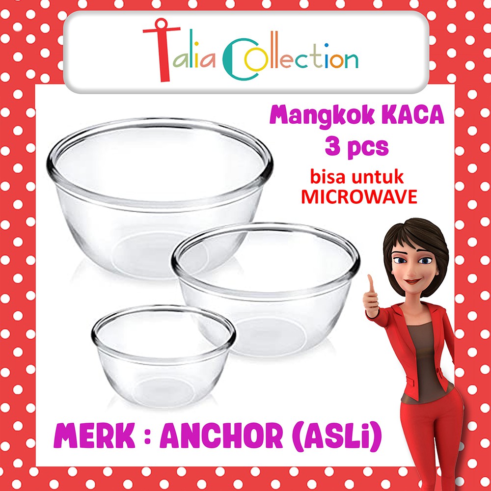 ANCHOR ชามแก้ว ยี่ห้อ ANCHOR สามารถใช้กับ MICROWAVE 3 ชิ้น