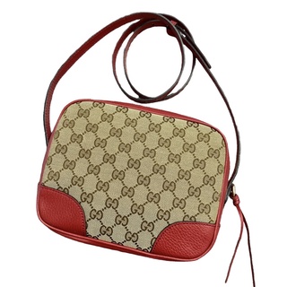 Gucci คอสบอดี้ คาเมร่า น้ำตาลผ้าขอบแดง 8.5”