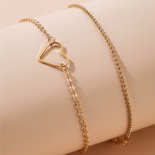 2pcs heart decor bracelet เซ็ตกำไลข้อมือ ข้อเท้า ลายหัวใจ