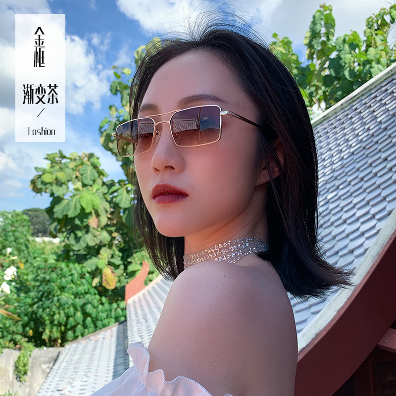 【HENGHA】COD Ulzzang แว่นกันแดดเกาหลีสำหรับผู้หญิงแว่นกันแดดทรงสี่เหลี่ยมผืนผ้าสไตล์เรโทรสำหรับผู้หญิง