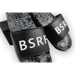 Blacksheepjeans BSRF รองเท้าแตะสีดำ Full Printed Black Sandal ลายลิขสิทธิ์แบรนด์ รุ่น BSRF-U-SHOE1