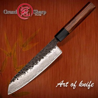 มีดเชฟ มีดทำครัว Grand Sharp ทรง Santoku 7", 3 Layers Japanese AUS10, handmade ด้ามไม้แท้