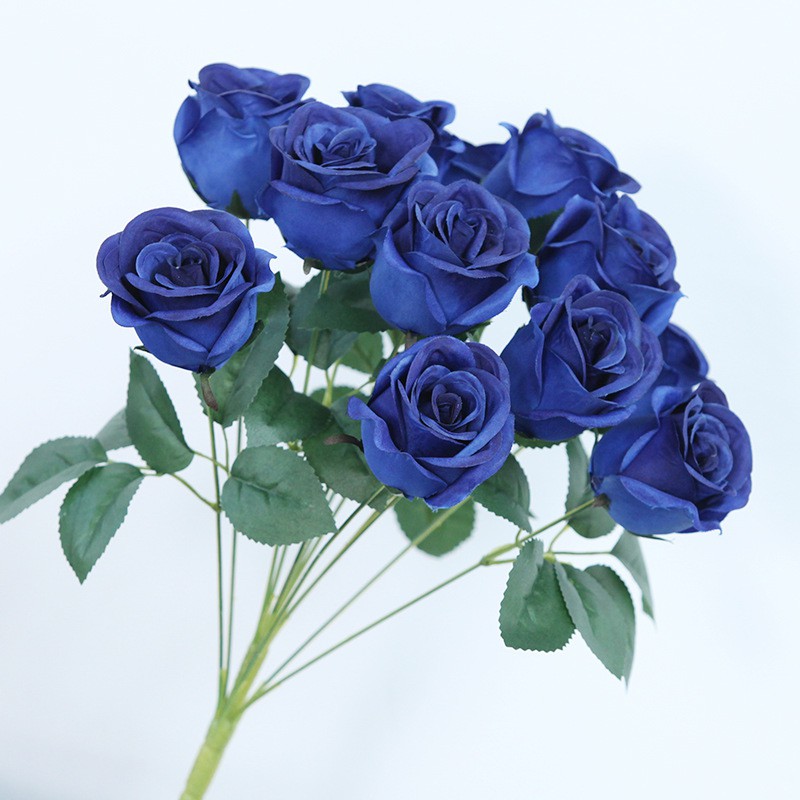 Jarown 12 Heads Silk Roses Bride Holding Flowers Royal Blue Fake Rose Flowers Home Wedding Arch Table Decor Artificial F Shopee Thailand