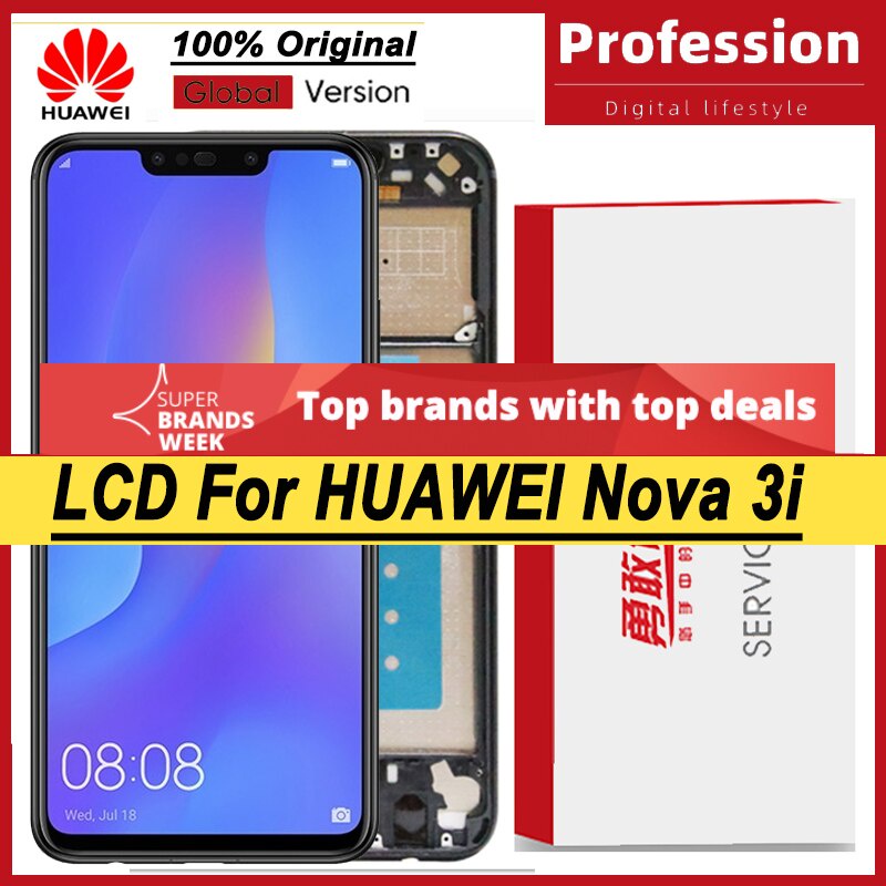 อะไหล่หน้าจอสัมผัส LCD 6.3 นิ้ว ของแท้ 100% สําหรับ Huawei Nova 3i INE-LX1 LX2 P Smart Plus