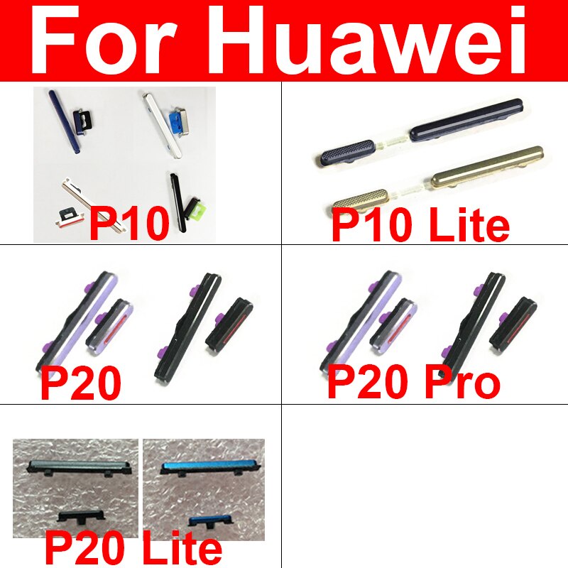Volume + ปุ่มด้านข้างสําหรับ Huawei P10 P20 Lite P20 Pro สวิตช์ควบคุมระดับเสียงด้านข้างปุ่มกดโทรศัพท์มือถือเปลี่ยนซ่อม
