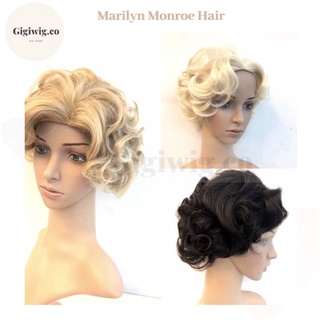 วิกผมทรงมาริลินมอนโร รุ่น2 🏷Marilyn Monroe hairstyle✨ วิกผมสั้นดัดลอน สีดำ สีบลอนด์สว่าง