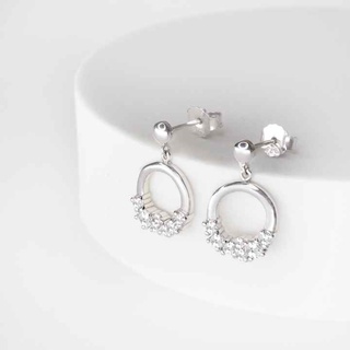 Silvermatters ต่างหูก้านห่วงคริสตัล (Crystal Circle Crystal Drop Earrings)