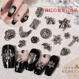 พร้อมส่ง ราคาขายส่ง ใหม่ เครื่องประดับ สว่านโลหะ รูปกางเขน หัวใจ อัลลอย สไตล์พังก์ หกเหลี่ยม สําหรับตกแต่งเล็บ