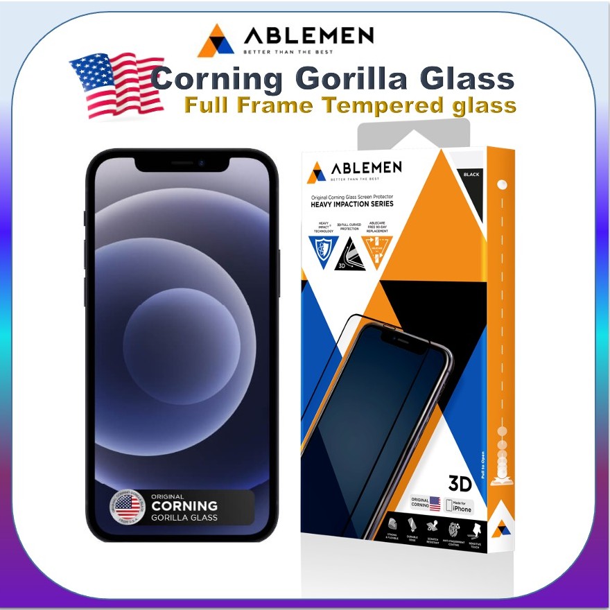ฟิล์มกระจก Ablemen iPhone 12 Pro Max / iPhone 12 Pro iPhone 12 / iPhone 12 mini ฟิล์ม เต็มจอ Full frame tempered glass
